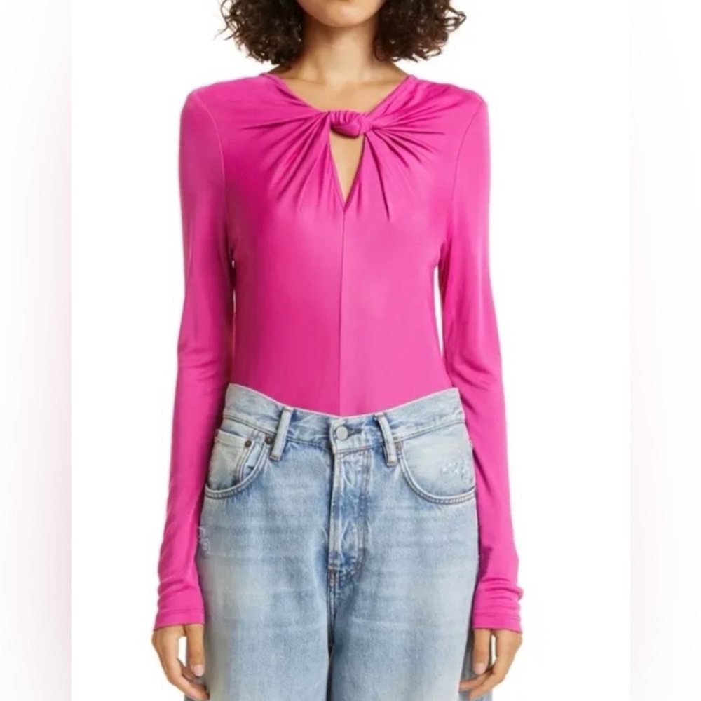 Farm Rio Bright Shot Pink Long Sleeve Bodysuit Size XS New - Picture 9 of 9